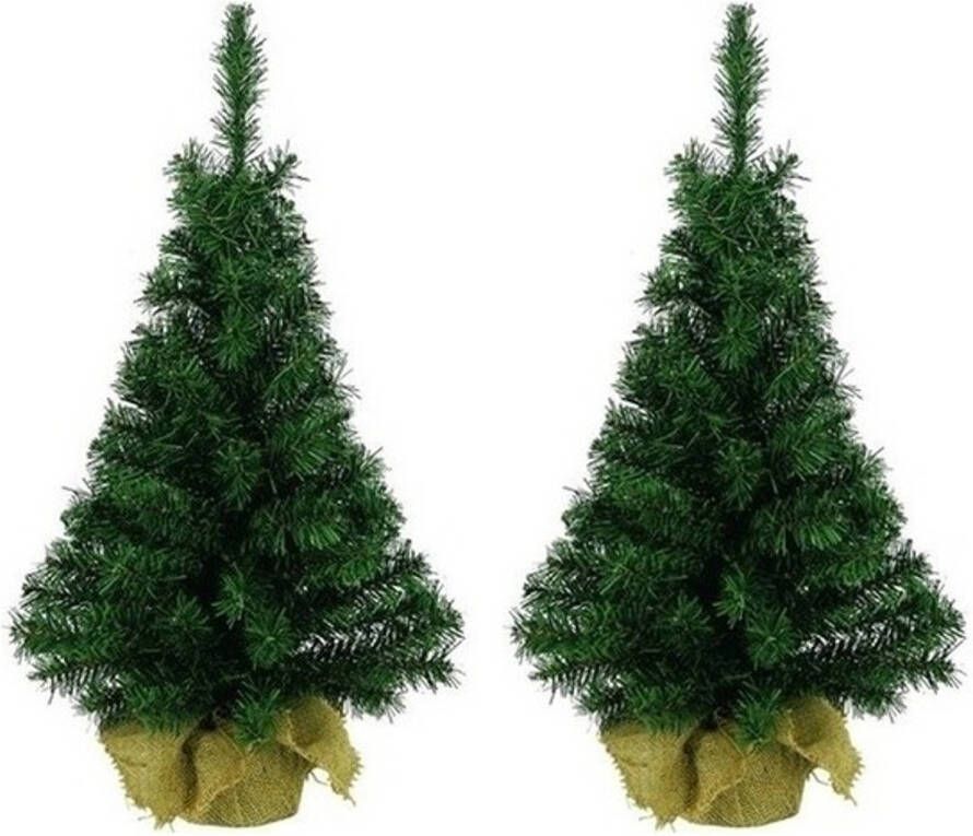 Decoris 2x Kerst kunstkerstbomen groen 90 cm versiering decoratie Kunstkerstboom