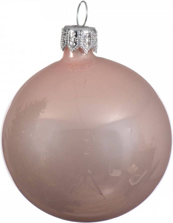 Decoris 2x Grote glazen kerstballen blush roze 15 cm Kerstbal