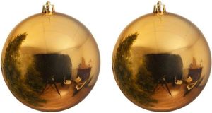Decoris 2x Grote gouden kerstballen van 20 cm glans van kunststof Kerstbal