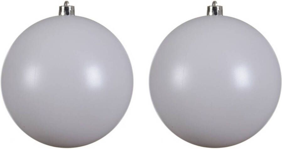 Decoris 2x Grote winter witte kerstballen van 20 cm mat van kunststof Kerstbal