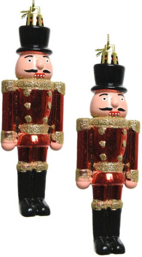 Decoris 2x Kerstboomversiering notenkraker pop soldaat ornamenten 9 cm Kersthangers