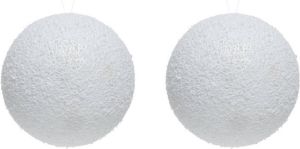Decoris 2x Sneeuwdecoratie Grote Witte Sneeuwballen 14 Cm Decoratiesneeuw