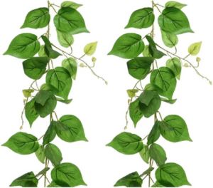 Decoris 2x stuks groene klimop kunstplant slingers 220 cm Kunstplanten