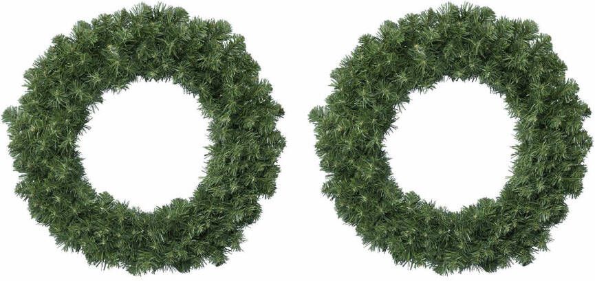 Decoris 2x stuks kerstkransen dennenkransen groen 35 cm Kerstkransen