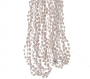Decoris 2x stuks kralenslingers voor mini kerstboom slingers guirlandes wit 270 x 0 5 cm Kerstslingers