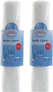 Decoris 2x stuks sneeuwdeken sneeuwtapijt op rol 240 x 90 x 0 2 cm Decoratiesneeuw
