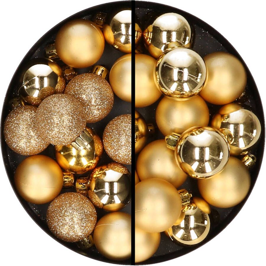 Decoris 30x stuks kunststof kerstballen goud 3 en 4 cm Kerstbal