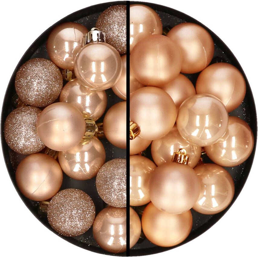 Decoris 30x stuks kunststof kerstballen lichtbruin 3 en 4 cm Kerstbal