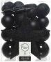 Decoris 33x Zwarte kunststof kerstballen 5-6-8 cm Mix Onbreekbare plastic kerstballen Kerstboomversiering zwart - Thumbnail 2
