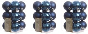 Decoris 36x Donkerblauwe Kerstballen 6 Cm Kunststof Mat glans Kerstbal