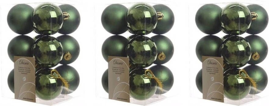 Decoris 36x Kunststof kerstballen glanzend mat donkergroen 6 cm kerstboom versiering decoratie Kerstbal
