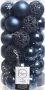 Decoris 37x Donkerblauwe kunststof kerstballen 6 cm Mix Onbreekbare plastic kerstballen Kerstboomversiering donkerblauw - Thumbnail 1