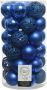 Decoris 37x Kobalt blauwe kunststof kerstballen 6 cm Mix Onbreekbare plastic kerstballen Kerstboomversiering kobalt blauw - Thumbnail 2