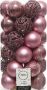 Decoris 37x Oud roze kunststof kerstballen 6 cm Mix Onbreekbare plastic kerstballen Kerstboomversiering oud roze - Thumbnail 1