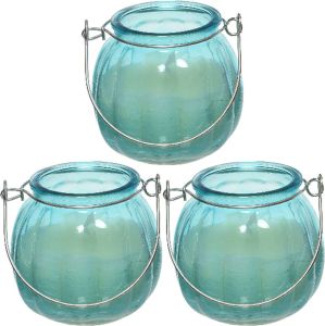 Decoris 3x citronella kaarzen glas anti muggen 15 branduren D8 x H8 cm geurkaarsen