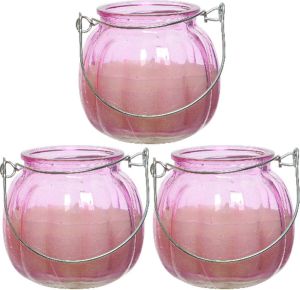 Decoris 3x citronella kaarzen glas anti muggen 15 branduren D8 x H8 cm geurkaarsen