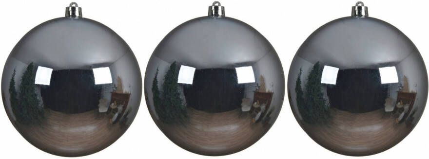 Decoris 3x Grote raam deur kerstboom decoratie lichtblauwe kerstballen 14 cm glans Kerstbal