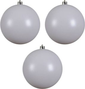 Decoris 3x Grote winter witte kerstballen van 14 cm mat van kunststof Kerstbal