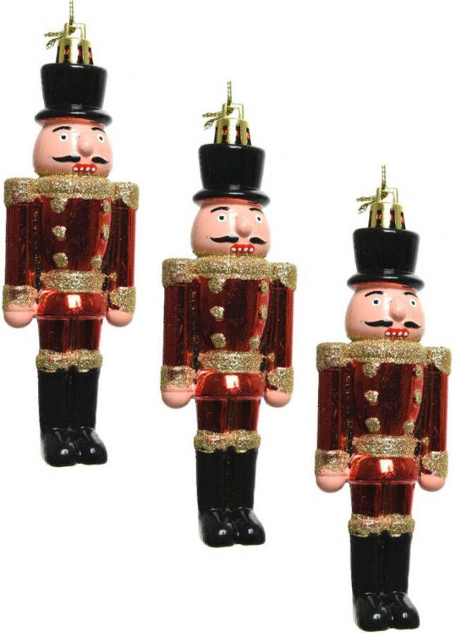 Decoris 3x Kerstboomversiering notenkraker pop soldaat ornamenten 9 cm Kersthangers