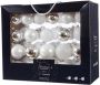 Decoris 42x stuks glazen kerstballen wit zilver 5-6-7 cm Kerstbal - Thumbnail 1