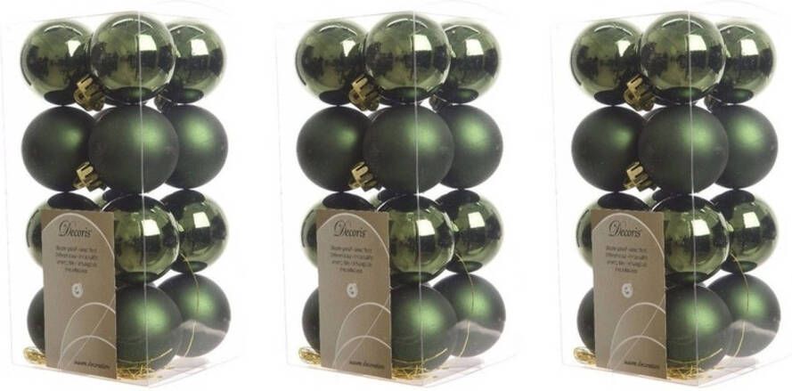Decoris 48x Kunststof kerstballen glanzend mat donkergroen 4 cm kerstboom versiering decoratie Kerstbal