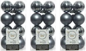 Decoris 48x Grijsblauwe Kerstballen 4 Cm Kunststof Mat glans Kerstbal