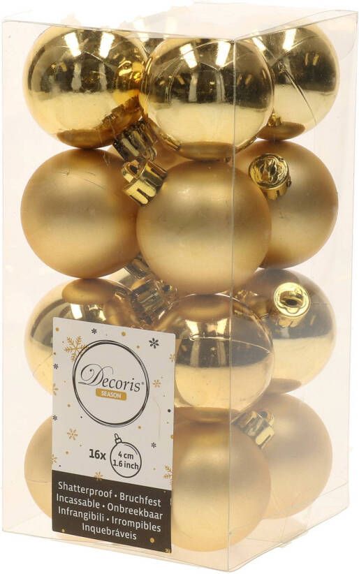 Decoris 48x Kunststof kerstballen glanzend mat goud 4 cm kerstboom versiering decoratie Kerstbal