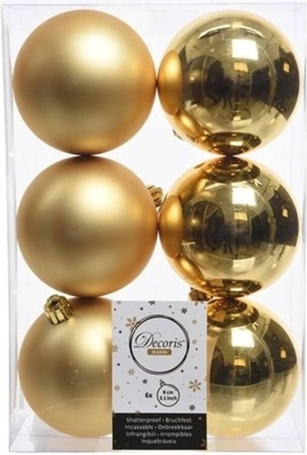 Decoris 48x Kunststof kerstballen glanzend mat goud 8 cm kerstboom versiering decoratie goud Kerstbal