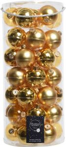 Decoris 49x Gouden Glazen Kerstballen 6 Cm Glans En Mat Kerstbal