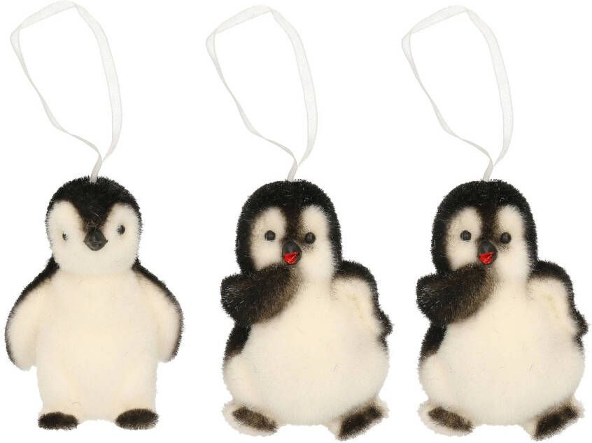 Decoris 4x Kersthangers figuurtjes pinguin 9 cm Kersthangers