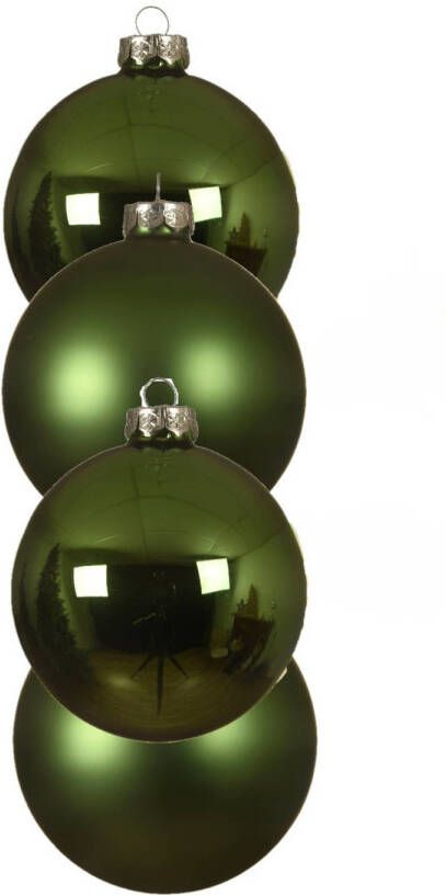 Decoris 4x stuks glazen kerstballen groen 10 cm mat glans Kerstbal