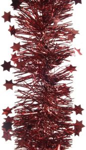 Decoris 5x Kerst lametta guirlandes donkerrood sterren glinsterend 10 x 270 cm kerstboom versiering decoratie Kerstslingers
