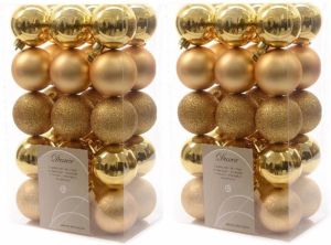Decoris 60x Gouden Kerstballen 6 Cm Kunststof Mix Kerstbal