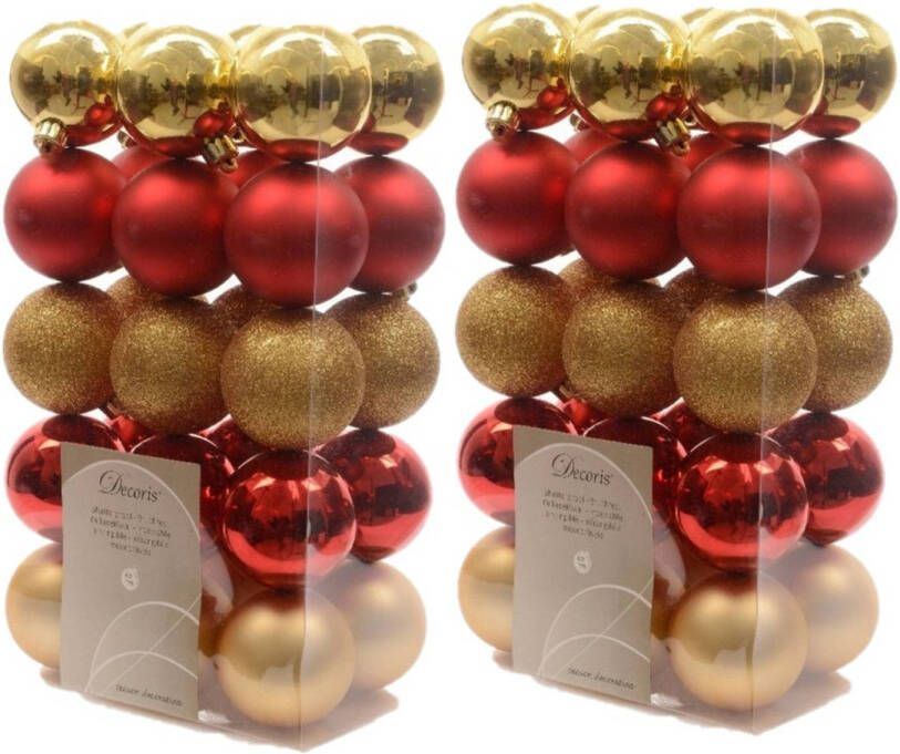 Decoris 60x stuks kerstballen set goud rood Kerstbal