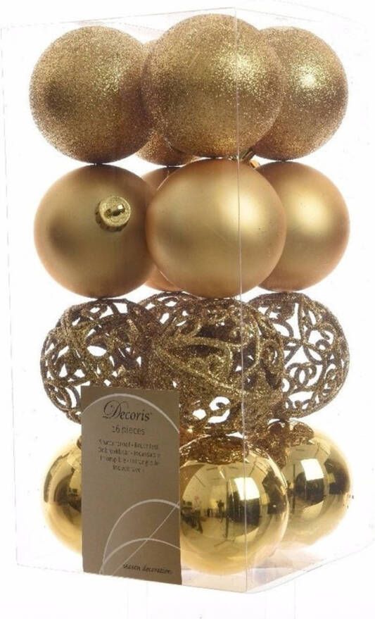 Decoris 64x Gouden kerstballen 6 cm kunststof mix Kerstbal