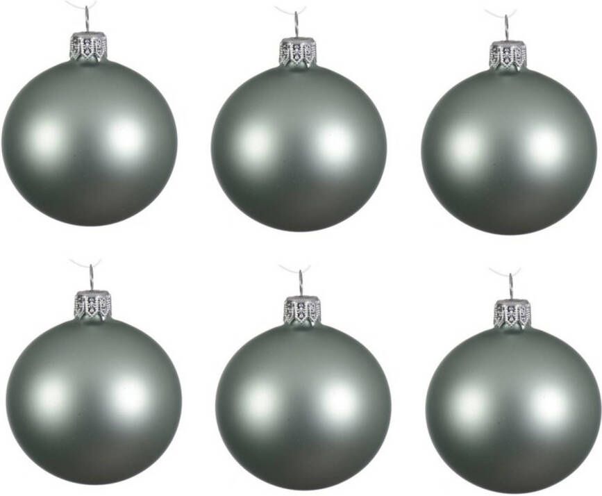 Decoris 6x Glazen kerstballen mat Mintgroen 6 cm kerstboom versiering decoratie Kerstbal