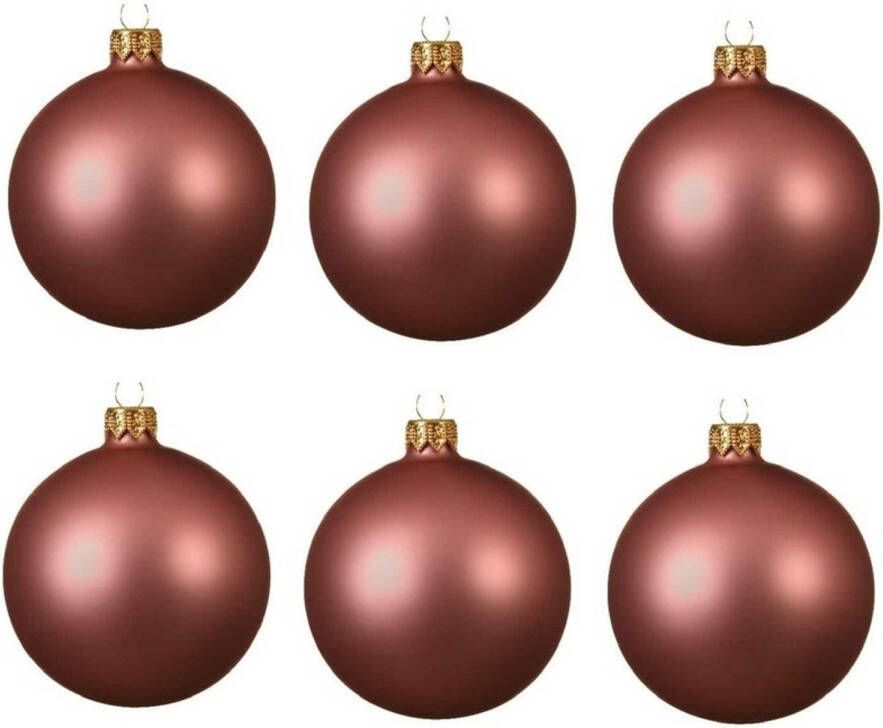 Decoris 6x Glazen kerstballen mat oud roze 6 cm kerstboom versiering decoratie Kerstbal