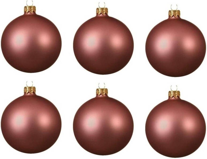 Decoris 6x Glazen kerstballen mat oud roze 8 cm kerstboom versiering decoratie Kerstbal