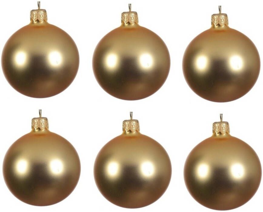 Decoris 6x Glazen kerstballen mat goud 6 cm kerstboom versiering decoratie Kerstbal