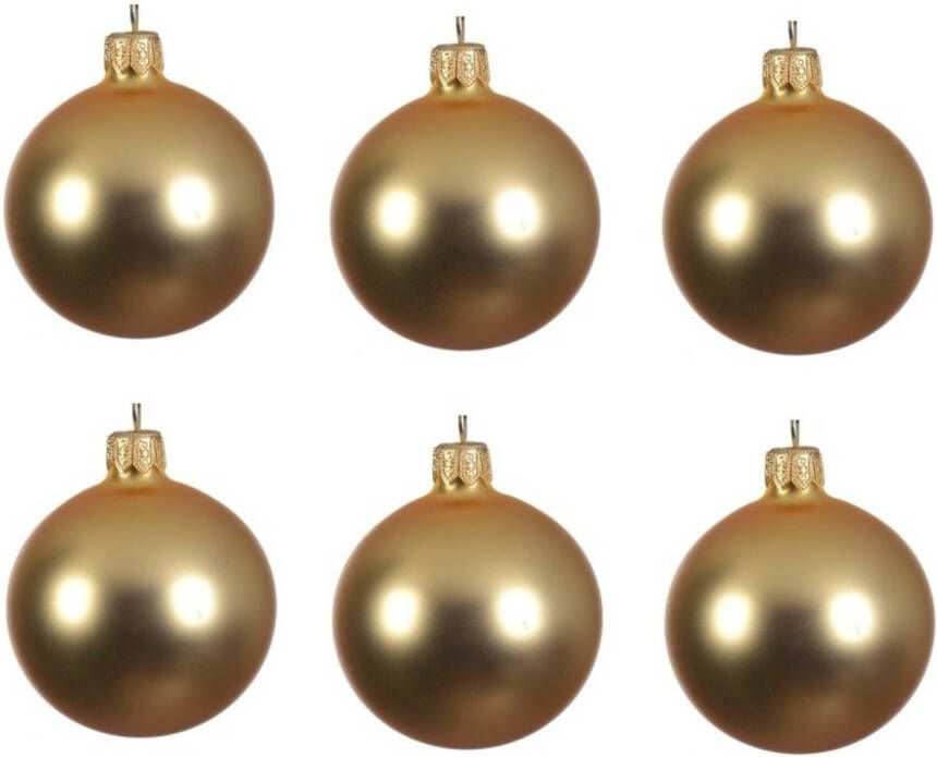 Decoris 6x Gouden glazen kerstballen 8 cm mat Kerstbal