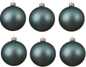 Decoris 6x Glazen kerstballen mat ijsblauw 6 cm kerstboom versiering decoratie Kerstbal