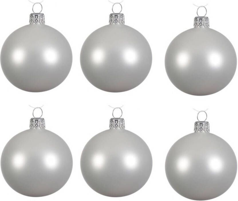 Decoris 24x Glazen kerstballen mat winter wit 6 cm kerstboom versiering decoratie Kerstbal