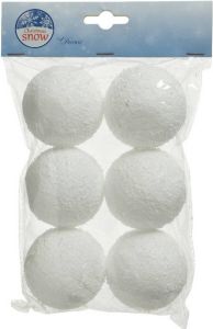 Decoris 6x Witte sneeuwballen sneeuwbollen 6 cm Decoratiesneeuw