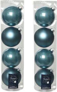 Decoris 8x Stuks Glazen Kerstballen Ijsblauw (Blue Dawn) 10 Cm Mat glans Kerstbal