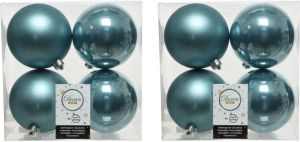 Decoris 8x Stuks Kunststof Kerstballen Ijsblauw (Blue Dawn) 10 Cm Glans mat Kerstbal