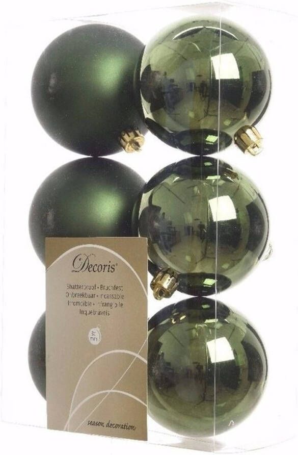 Decoris Ambiance Christmas kerstboom decoratie kerstballen groen 6 stuks Kerstbal