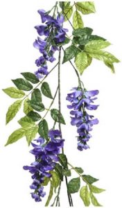 Decoris Blauwe regen wisteria kunsttak kunstplanten slinger 150 cm Kunstplanten
