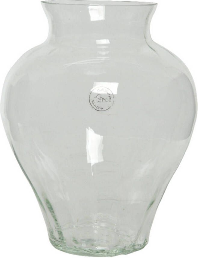 Decoris Bloemen vaas transparant van glas 28 cm hoog diameter 24 cm Handgemaakte stijlvolle vazen voor binnen gebruik Vazen