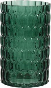 Decoris Cilinder vaas bloemenvaas glas D13 x H20 cm emerald groen Vazen