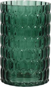 Decoris Cilinder vaas bloemenvaas glas D13 x H30 cm emerald groen Vazen